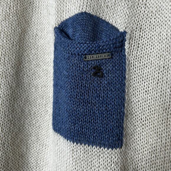 cop. copine Sweater Lagenlook Nautical 3/4 Sleeve Blue Ivory San‎ Francisco Sz M - Picture 2 of 9
